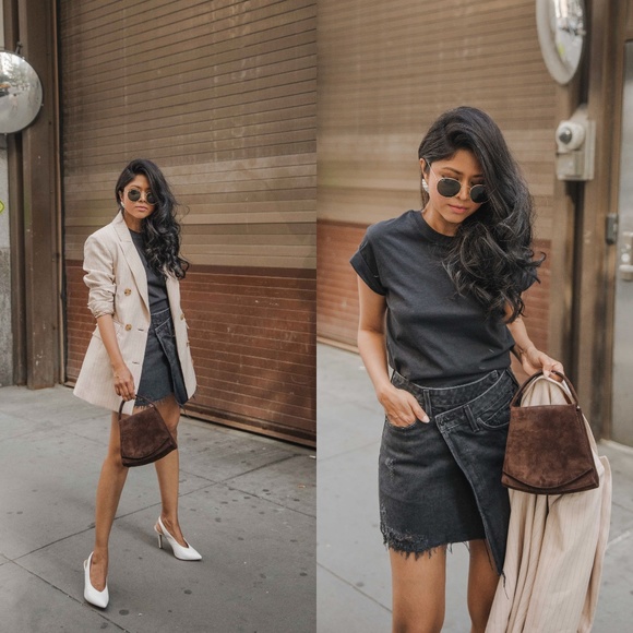 agolde criss cross denim skirt